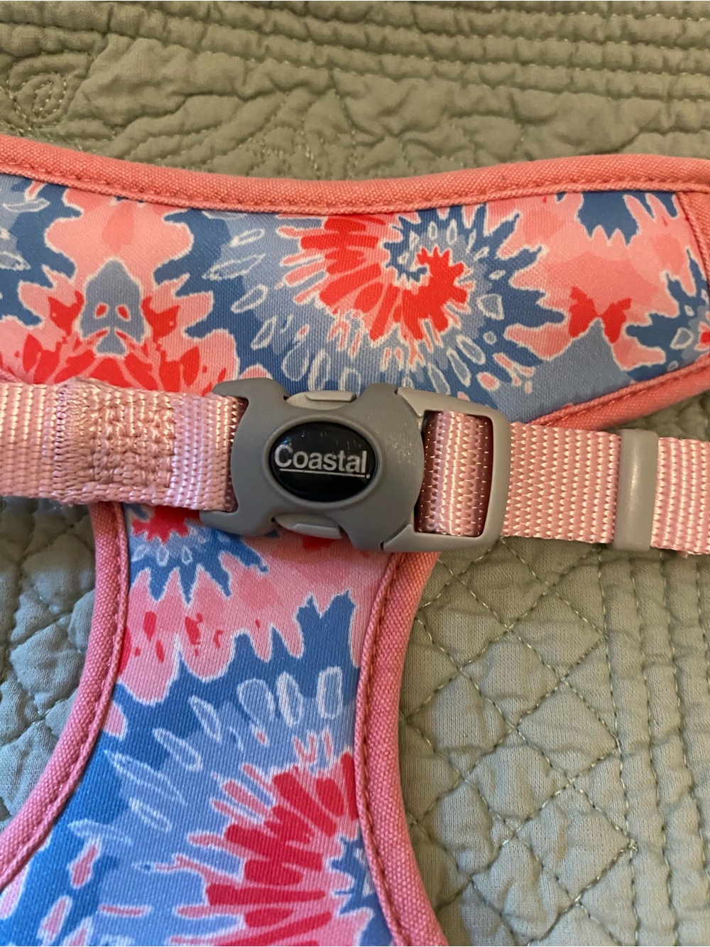 COASTAL Dog Harness Size Medium Pink/Blue Geo Print EUC